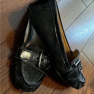 Coach Black Women's Loafers w/ C logos & Buckle Accent. Size 6.